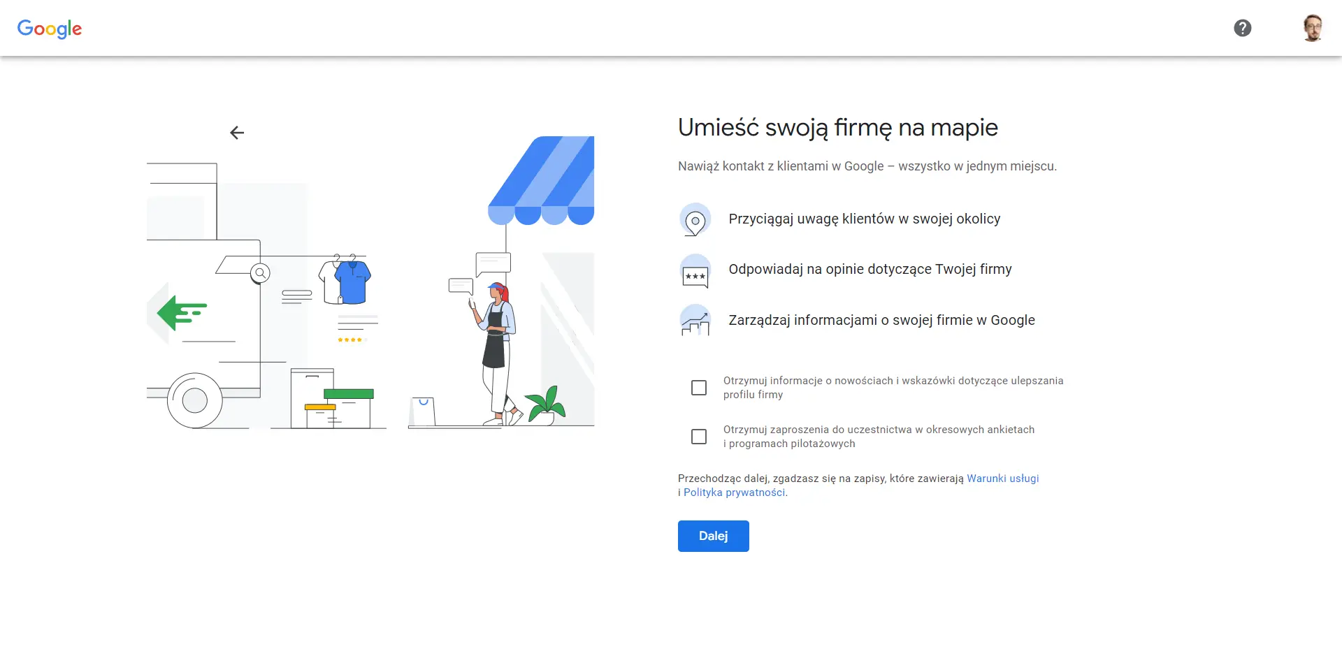 wizytówka Google Moja Firma - umieść firmę na mapie