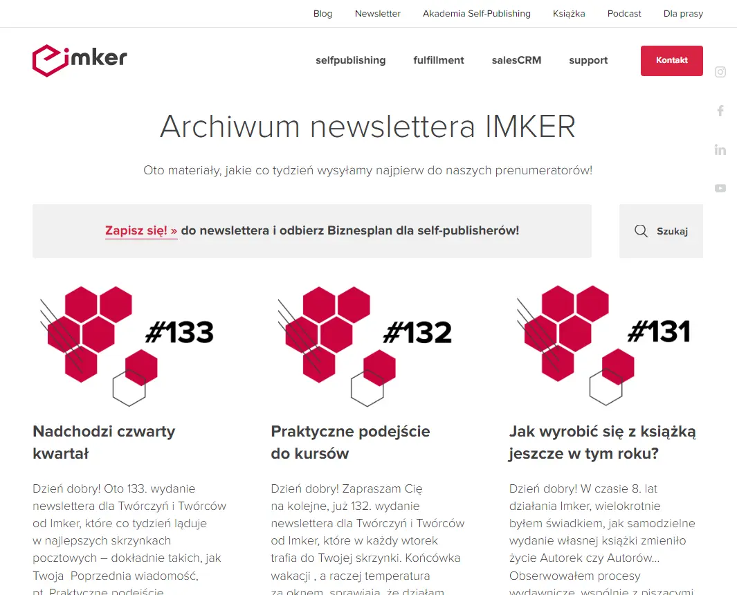 recykling treści - archiwum newsletter na imker.pl