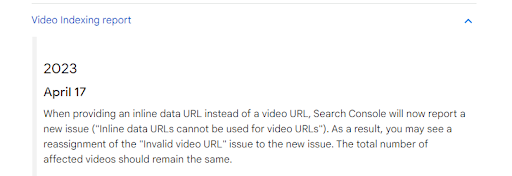 zmiany w raporcie indeksowania wideo w Search Console