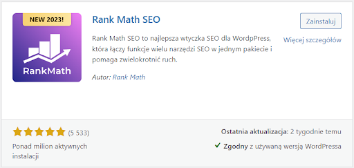 Rank Math SEO - pobieranie w Wordpress