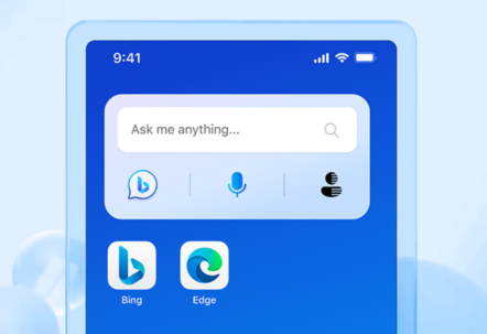 wygląd widgetu Bing na iOS i Android