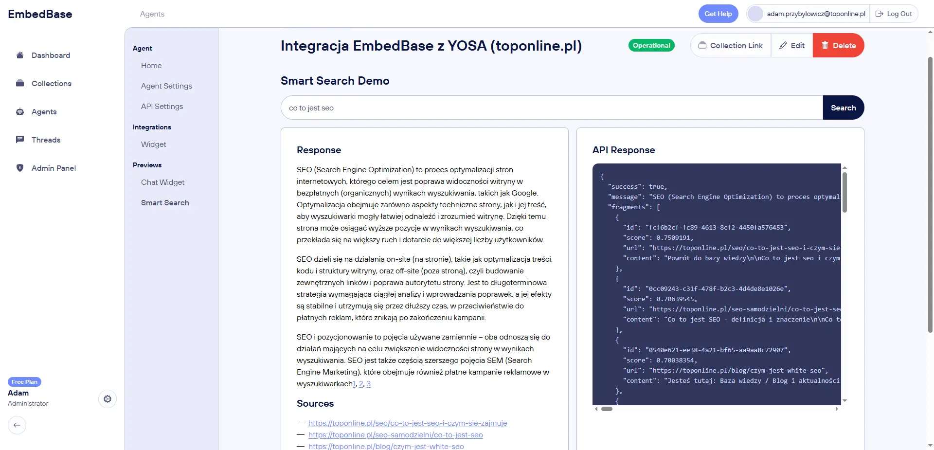Demo wyszukiwarki AI EmbedBase