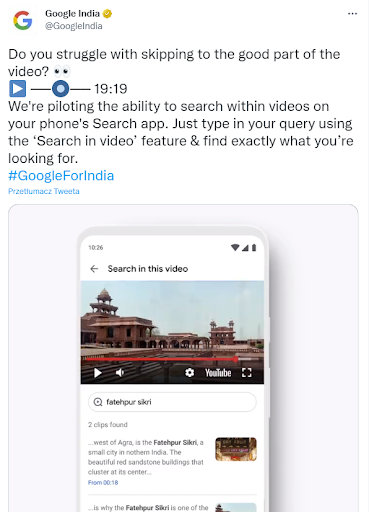 Google Search in video