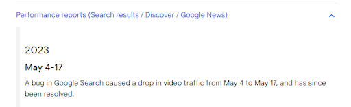 informacja o bugu Google wideo
