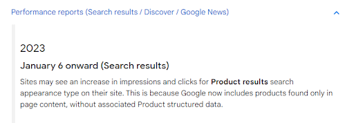 informacja o większej ilości kliknięć produktów w Search Console