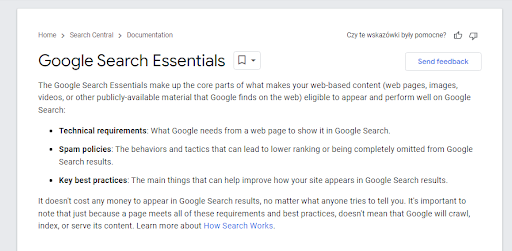 wytyczne Google Search Essentials