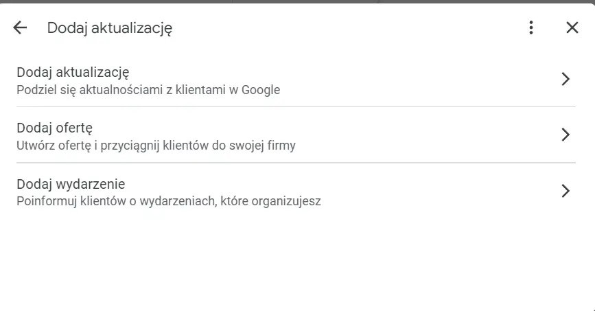 wizytówka Google Moja Firma - aktualizacje