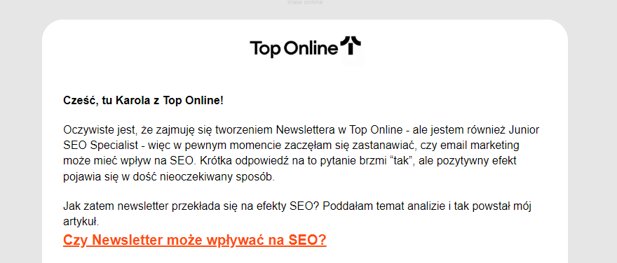 przykładowy fragment newslettera Top Online