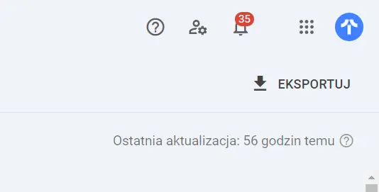 Opóźniony raport w search console