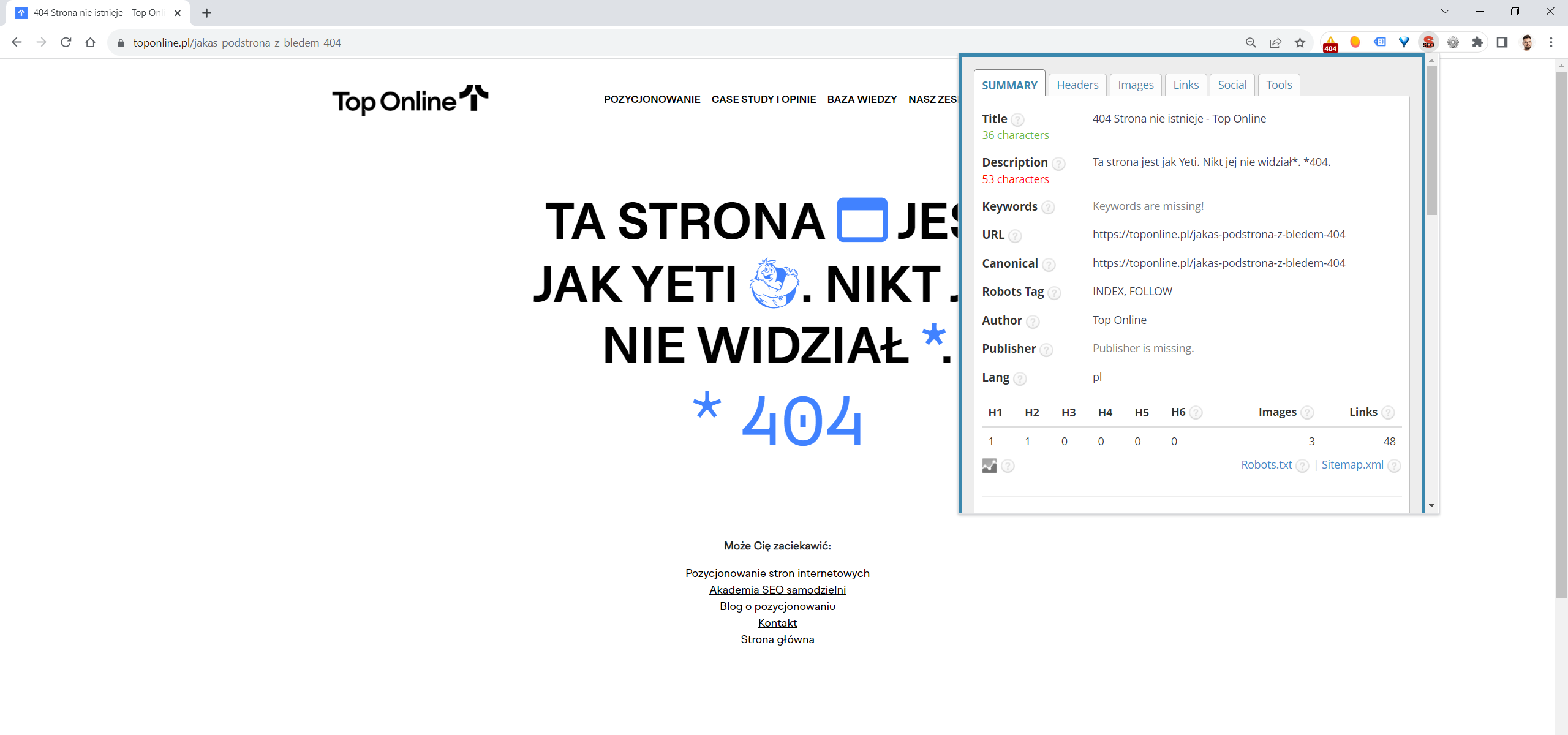 podstrona z błędem 404 - toponline.pl