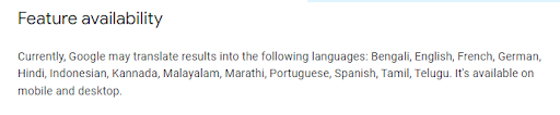 informacja o dodaniu kolejnych języków do tłumaczenia wyszukiwarki Google