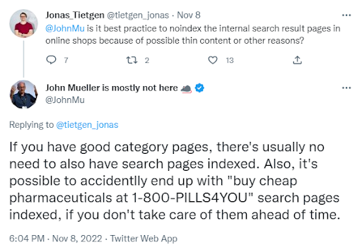 twit Johna Muellera o indeksowaniu podstron z wyszukiwarki