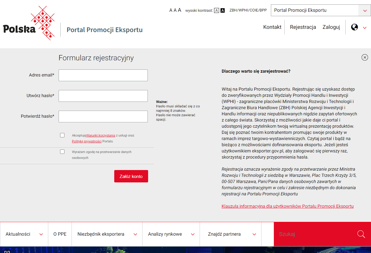 rejestracja na trade.gov.pl