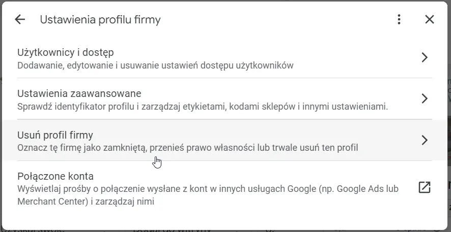 wizytówka Google Moja Firma - ustawienia profilu 2