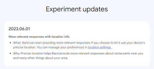 aktualizacja Google Bard, który może korzystać z lokalizacji usera