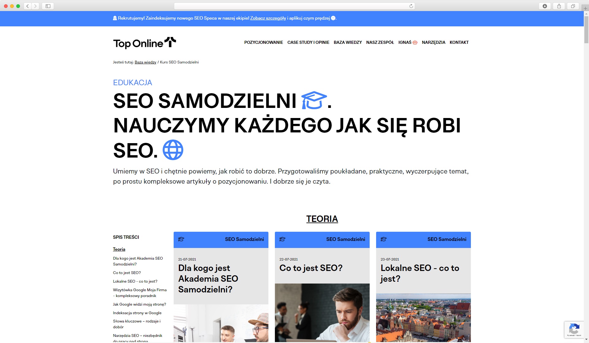 pilar page - kurs SEO Samodzielni Top Online