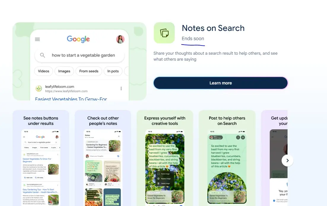 notes in search