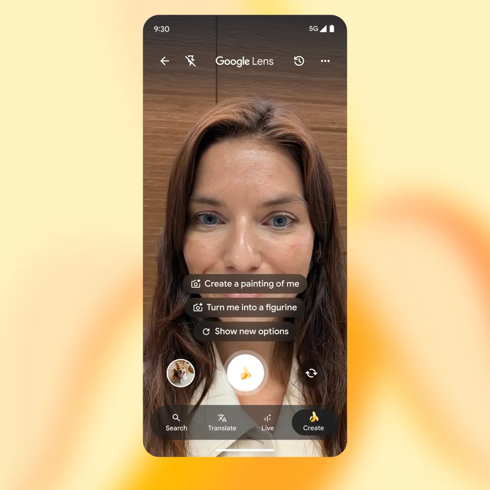Funkcja Nano Banana w Google Lens.