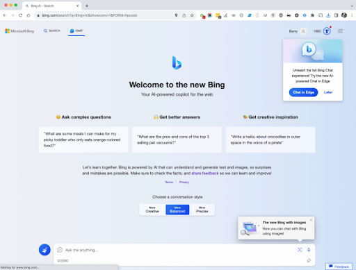 Bing Chat w Chrome
